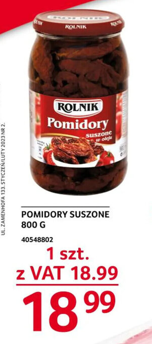 Selgros Rolnik Pomidory suszone 800g oferta