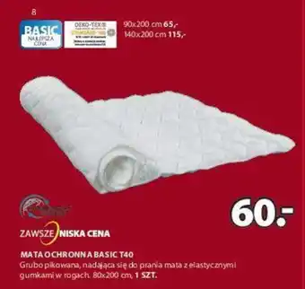 JYSK Basic Mata Ochronna T40 Grubo pikowana, nadająca się do prania mata z elastycznymi gumkami w rogach. 80x200cm oferta