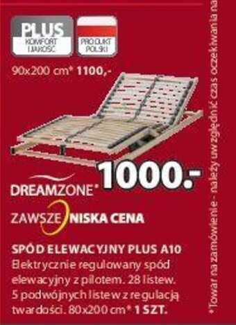 JYSK Dreamzone Spód Elewacyjny Plus A10 Elektrycznie regulowany spód elewacyjny z pilotem. 28 listew. 5 podwójnych listew z reg- oferta