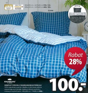 JYSK Kronborg Komplet pościeli z bawełnianego Perkalu 100% bawełniany perkal. Gładkie, ściśle tkane włókna zapewniają wytrzymałą oferta