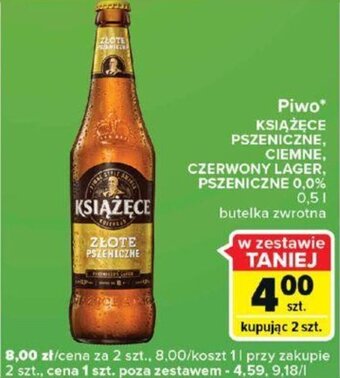 Carrefour Książęce Piwo pszeniczne, ciemne, czerwony lager, pszeniczne 0,0%, 0,5l butelka zwrotna oferta