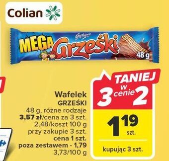 Carrefour Wafelek kakaowy w czekoladzie deserowej grześki mega oferta