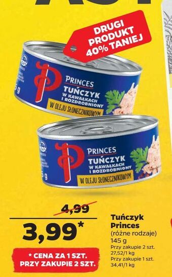 Netto Tuńczyk w kawałkach i rozdrobniony oleju słonecznikowym princes oferta