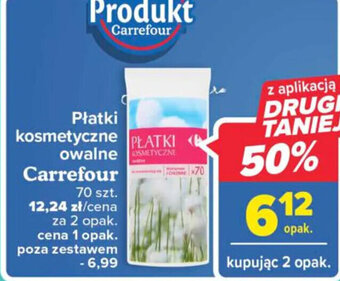 Carrefour Carrefour płatki kosmetyczne owalne 70szt oferta