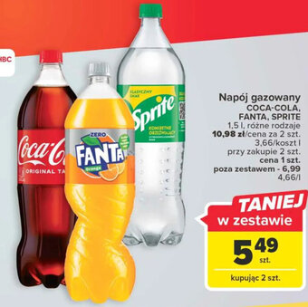 Carrefour Coca-Cola, Fanta, Sprite Napój gazowany 1,5l, różne rodzaje oferta