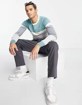 ASOS Gianni feraud – niebiesko-szary sweter z blokami kolorów oferta