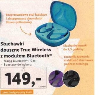 Słuchawki douszne True Wireless z modułem Bluetooth zasięg Bluetooth 10m, 3 zestawy do wyboru