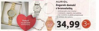 Auriol Zegarek damski z bransoletką wodoszczelny do 5 barów, w zestawie zegarek, bransoletka oraz ozdobne pudełko prezentowe