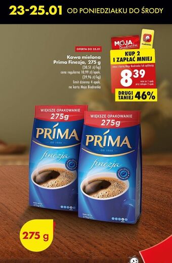 Biedronka Kawa mielona prima finezja 275g oferta