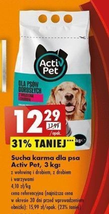 Biedronka Karma dla psa z wołowiną i drobiem activ pet oferta