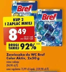 Biedronka Zawieszka do wc eukaliptus bref color aktiv (wcześniej blue active) oferta