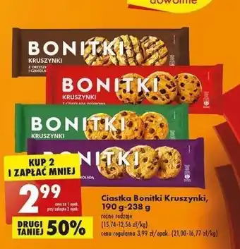 Biedronka Ciastka zbożowe z orzechami  laskowymi i czekoladą bonitki oferta