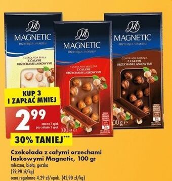 Biedronka Czekolada biała z całymi orzechami laskowymi magnetic oferta