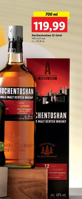 Lidl Whisky karton auchentoshan 12 yo oferta