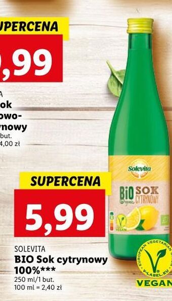 Lidl Sok cytrynowy bio solevita oferta