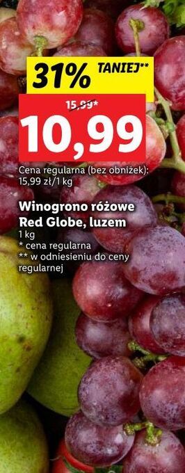 Lidl Winogrona różowe red globe oferta