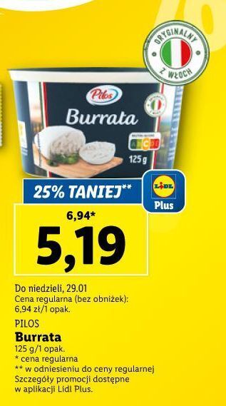 Lidl Ser burrata pilos oferta