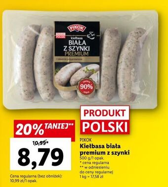 Lidl Kiełbasa biała z szynki pikok oferta