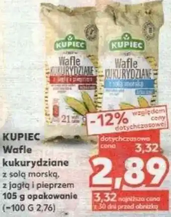 Kaufland Kupiec Wafle kukurydziane z solą morską, z jagłą i pieprzem, 105g, opak. oferta