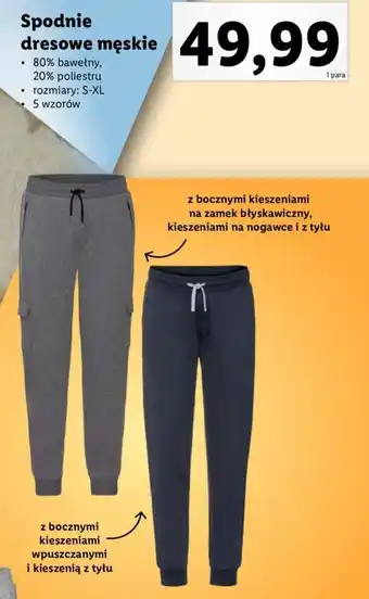 Lidl Spodnie dresowe męskie 80% bawełny, 20% poliestru rozmiary: S-XL 5 wzorów oferta