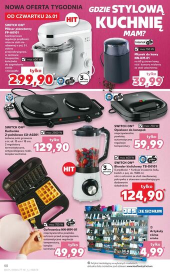 Kaufland Kuchenka gazowa 2 - palnikowa co a0201 switch on oferta