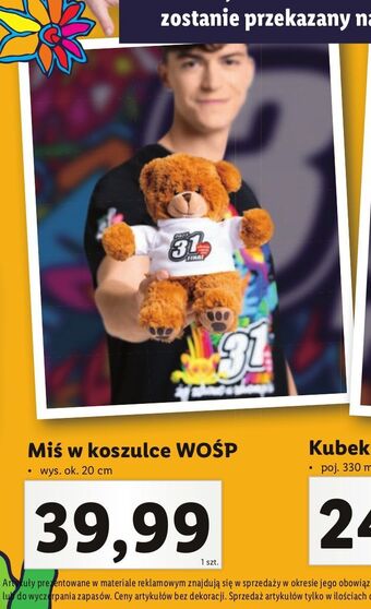 Lidl Miś w koszulce wośp 20 cm oferta