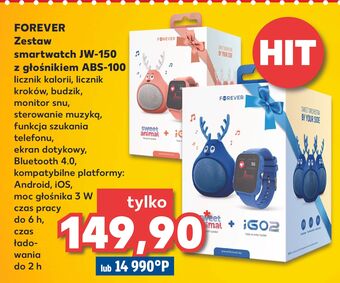 Kaufland Smartwatch igo2 jw-150 + głośnik abs-100 różowy forever oferta