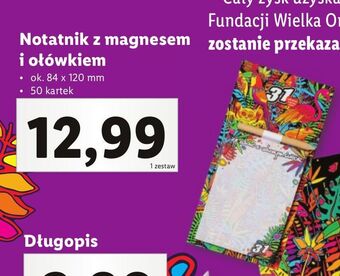 Lidl Notatnik z magnesem i ołówkiem 50 kart. wośp oferta