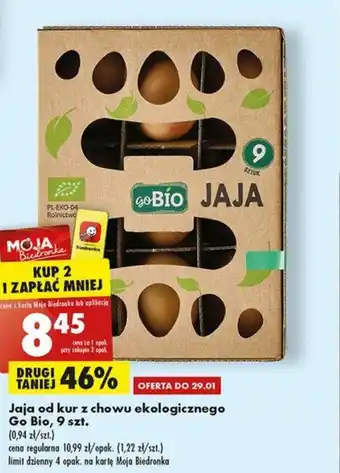 Biedronka Go Bio Jaja od kur z chowu ekologicznego 9 szt. oferta