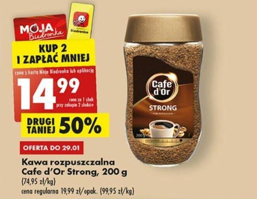 Promocja Cafe d'Or Kawa rozpuszczalna Strong 200g w Biedronka