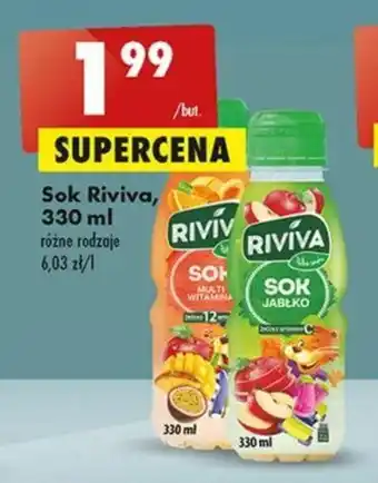 Biedronka Riviva Sok 330 ml różne rodzaje oferta