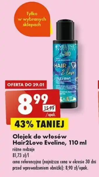 Biedronka Hair2Love Eveline Olejek do włosów 110ml różne rodzaje oferta