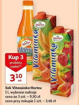 Auchan Sok marchew-jabłko-truskawka hortex vitaminka oferta