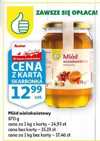 Auchan Miód wielokwiatowy nektarowy podniesiony kciuk oferta