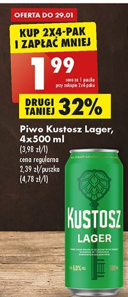 Biedronka Piwo kustosz lager oferta
