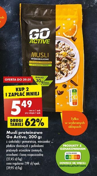 Biedronka Musli z orzechami i kawą rozpuszczalną go active oferta