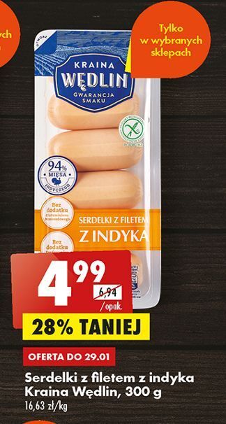 Biedronka Serdelki z filetem indyka kraina wędlin oferta