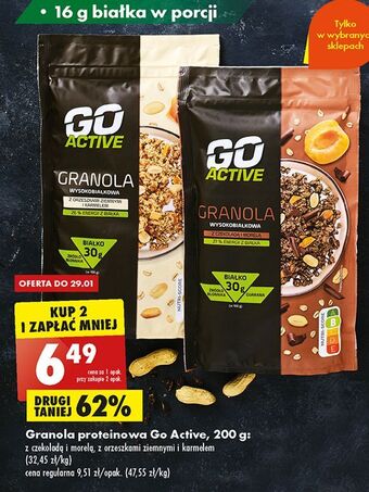 Biedronka Granola z czekoladą i morelą go active oferta