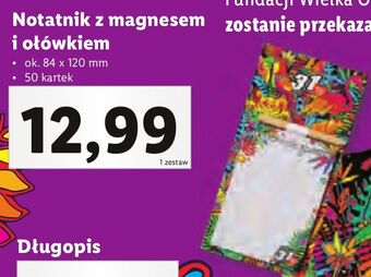 Lidl Notatnik z magnesem i ołówkiem 50 kart. wośp oferta