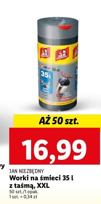 Lidl Worki na śmieci z taśmą 35 l jan niezbędny oferta
