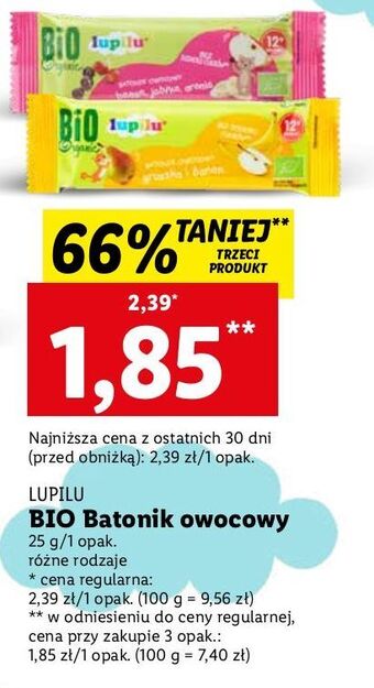 Lidl Baton gruszka i banan lupilu oferta