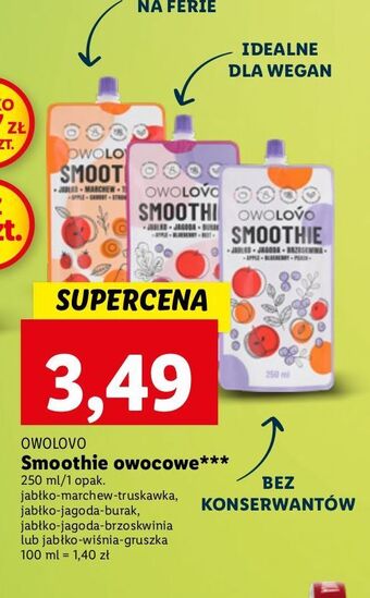 Lidl Smoothie jabłko-marchew-truskawka owolovo oferta