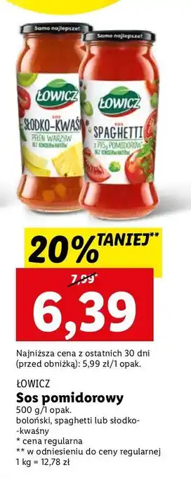 Lidl Sos spaghetti łowicz oferta