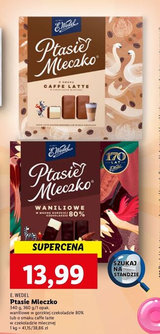 Lidl Czekoladki waniliowe w mocno gorzkiej czekoladzie e. wedel ptasie mleczko oferta