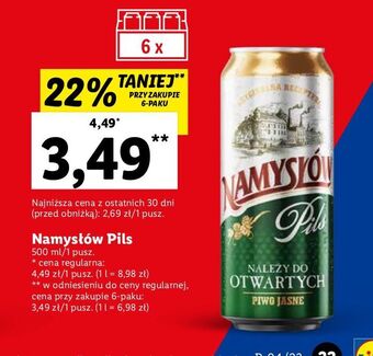 Lidl Piwo namysłów pils oferta