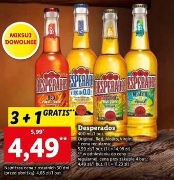 Lidl Piwo desperados red oferta