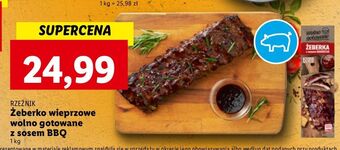 Lidl Żeberka wieprzowe wolno gotowane z sosem bbq rzeźnik codzienna dostawa oferta