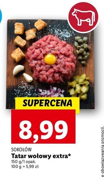 Lidl Tatar wołowy ekstra sokołów oferta