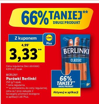 Lidl Parówki classic morliny berlinki oferta