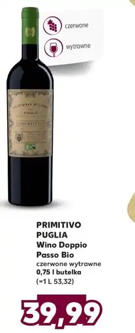 Kaufland Primitivo puglia wino doppio passo bio wino czerwone wytrawne 0,75l oferta